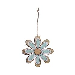 Střední modrá dřevěná závěsná dekorace ve tvaru květiny Ego Dekor, ø 13 cm