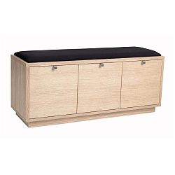 Světlá lavice s úložným prostorem a s černým sedákem Rowico Confetti, šířka 106 cm