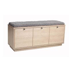 Světlá lavice s úložným prostorem a s šedým sedákem Rowico Confetti, šířka 106 cm