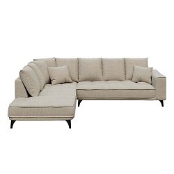 Světle béžová rohová pětimístná pohovka devichy Chloe, levý roh