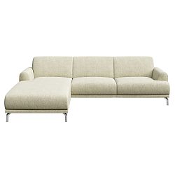 Světle béžová rohová pohovka s lenoškou na levé straně MESONICA Puzo