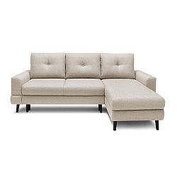 Světle béžová rozkládací pohovka s lenoškou Bobochic Paris Calanque, pravý roh