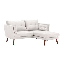 Světle béžová třímístná pohovka Mazzini Sofas Elena, s lenoškou na pravém rohu