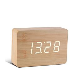 Světle hnědý budík s bílým LED displejem Gingko Brick Click Clock