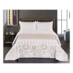 Světle hnědý oboustranný přehoz z mikrovlákna DecoKing Malaga, 170 x 270 cm