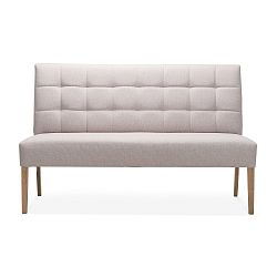 Světle krémová lavice s opěrkou a nohami z dubového dřeva Mossø Turro