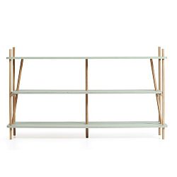 Světle modrá knihovna z dubového dřeva HARTÔ Simone, 160 x 92 cm