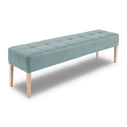 Světle modrá lavice s dubovými nohami Mossø Hattu, délka 132 cm