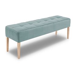 Světle modrá lavice s dubovými nohami Mossø Hattu, délka 152 cm