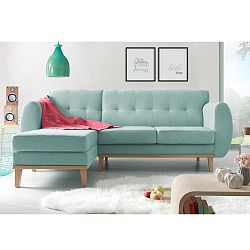 Světle modrá pohovka s lenoškou na levé straně Bobochic Paris Viking