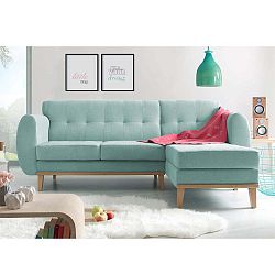 Světle modrá třímístná pohovka s lenoškou Bobochic Paris Viking, pravý roh