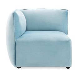 Světle modrý levý rohový modul pohovky Vivonita Velvet Cube