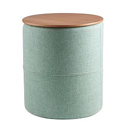 Světle modrý odkládací stolek s deskou v dekoru dubového dřeva sømcasa Leo