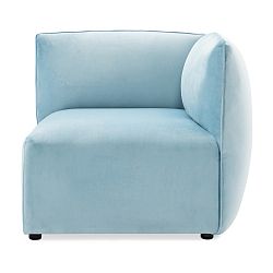 Světle modrý pravý rohový modul pohovky Vivonita Velvet Cube