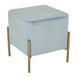 Světle modrý puf s železnými nohami ve zlaté barvě Mauro Ferretti Rotondo