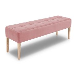 Světle růžová lavice s dubovými nohami Mossø Hattu, délka 152 cm