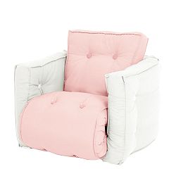 Světle růžové dětské rozkládací křesílko s přírodní konstrukcí Karup Mini Dice