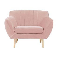 Světle růžové sametové křeslo Mazzini Sofas Sardaigne