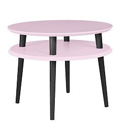 Světle růžový konferenční stolek s černými nohami Ragaba UFO, Ø 57 cm
