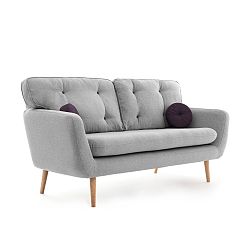 Světle šedá pohovka pro tři s fialovým polštářkem Vivonita Malva