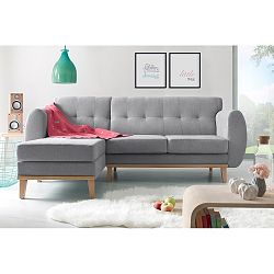 Světle šedá pohovka s lenoškou na levé straně Bobochic Paris Viking