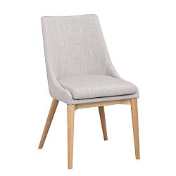 Světle šedá polstrovaná jídelní židle s hnědými nohami Folke Bea