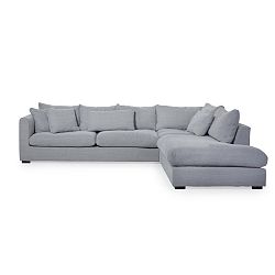 Světle šedá rohová pohovka s lenoškou na pravé straně  Softnord Comfy