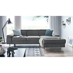 Světle šedá rozkládací pohovka Bobochic Paris Espace, pravý roh