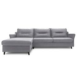 Světle šedá rozkládací pohovka Bobochic Paris Loft, levý roh