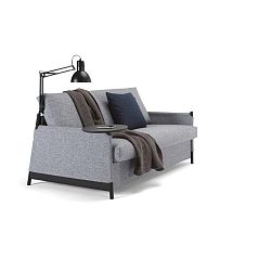 Světle šedá rozkládací pohovka s otočným stolkem a lampičkou Innovation Neat