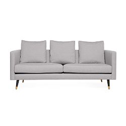 Světle šedá třímístná pohovka s mosaznými nohami Vivonita Meyer Three