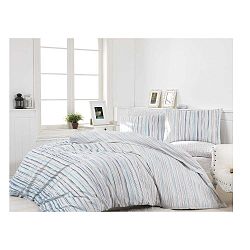 Světle šedé bavlněné povlečení s prostěradlem na dvoulůžko Winter, 200 x 220 cm