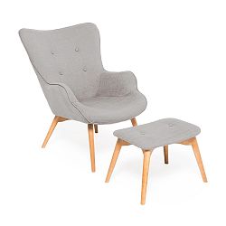 Světle šedé křeslo s podnožkou Vivonita Cora Velver