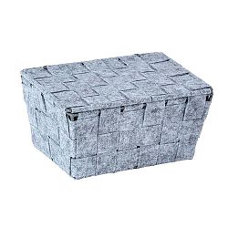 Světle šedý plstěný košík s víkem Wenko Mara, šířka 19 cm