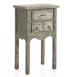 Světle šedý příruční stolek se 2 zásuvkami Geese Antique