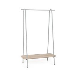 Světle šedý stojan na oblečení z dubového dřeva a kovu HARTÔ Lucien