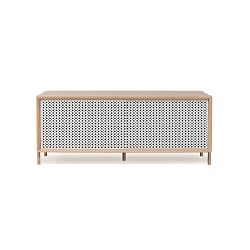 Světle šedý TV stolek z dubového dřeva HARTÔ Gabin, délka 122 cm