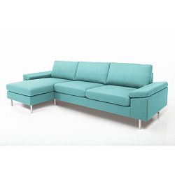 Světle tyrkysová rohová pohovka s lenoškou na levé straně Vivonita Nathan