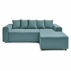 Světle tyrkysová rozkládací rohová pohovka Bobochic Paris Faro, pravý roh