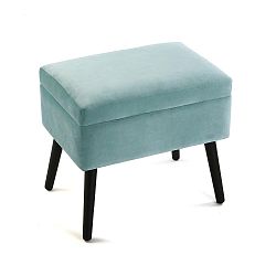 Světle tyrkysová taburetka s černými nohami a úložným prostorem Versa Aquamarina