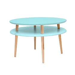 Světle tyrkysový konferenční stolek s přírodními nohami Ragaba UFO, Ø 70 cm
