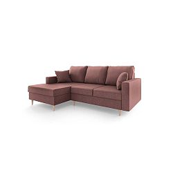 Světle vínová čtyřmístná rozkládací pohovka s úložným prostorem Mazzini Sofas Aubrieta, levý roh