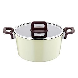 Světle žlutý hrnec s úchyty a pokličkou Madison Leah, Ø 24 cm