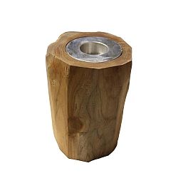 Svícen  z teakového dřeva HSM collection Antique, výška 17 cm