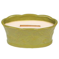 Svíčka s vůní ovoce a květin v keramickém svícnu WoodWick Košík jablek, doba hoření 70 hodin