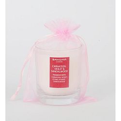 Svíčka v organzovém sáčku s vůní fialek santalového dřeva Bahoma London, 55 hodin hoření