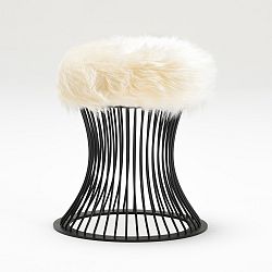 Taburetka se sedákem z bílé umělé kožešiny Balcab Home Milly