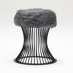 Taburetka se sedákem z šedé umělé kožešiny Balcab Home Milly