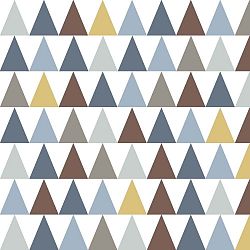 Tapeta do dětského pokoje s modrými detaily Art For Kids Triangles, 48 x 1000 cm