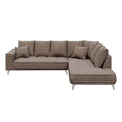 Tmavě béžová rohová pětimístná pohovka devichy Chloe, pravý roh